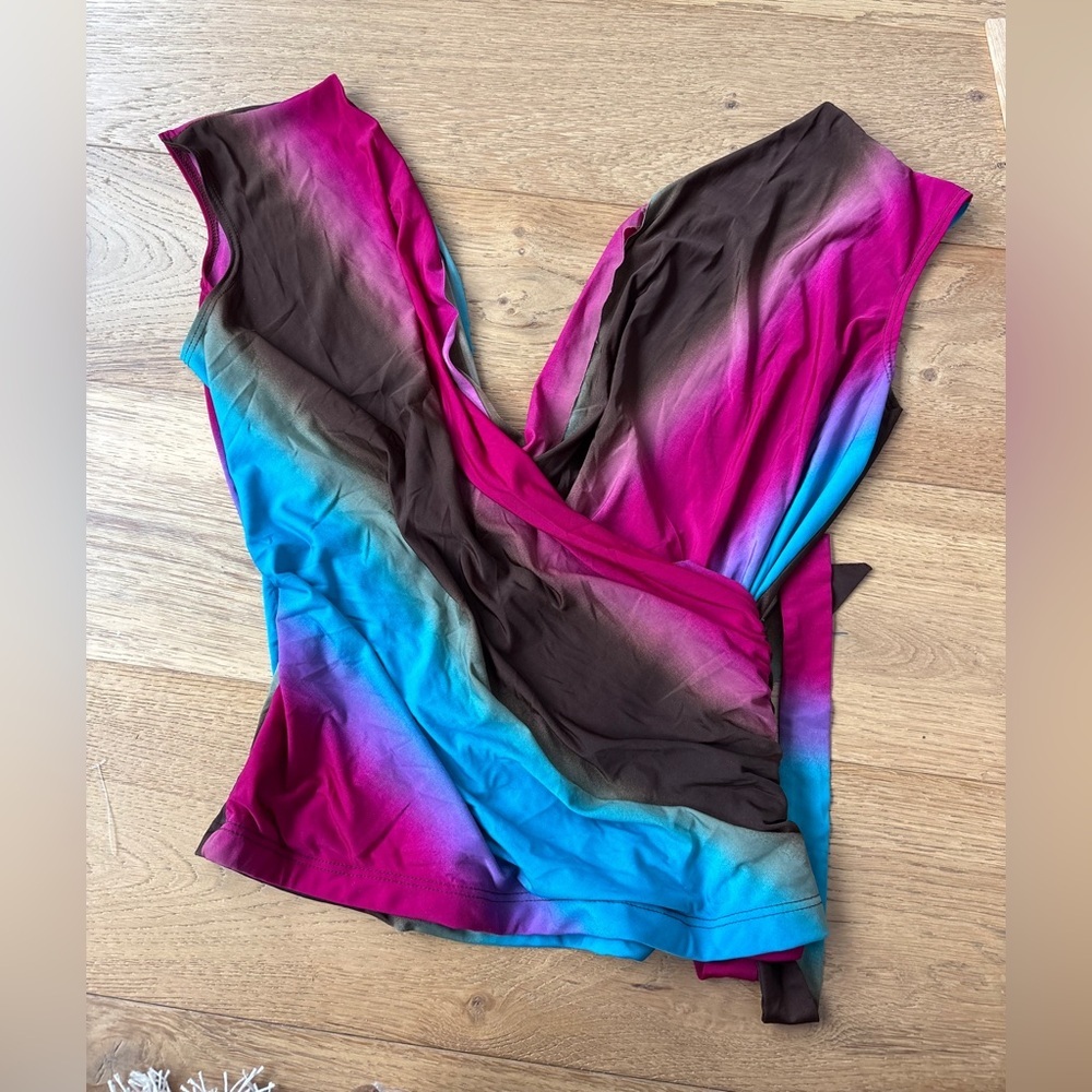 Vintage y2k RAVE deep v going out top large